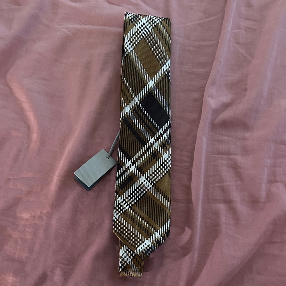 Tom Ford Brown and Black Plaid Tie